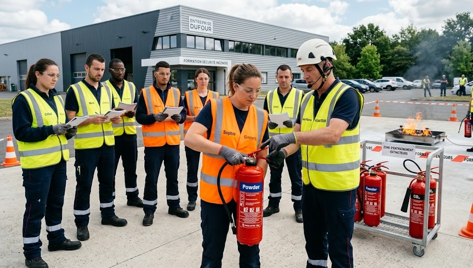 Formation incendie manipulation extincteurs à Courbevoie